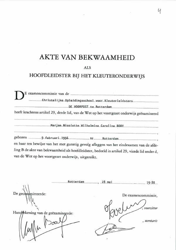 Akte B Kleuteronderwijs