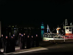 Zeeland Late Summer Festival, Terneuzen. 'The Flying Dutchman' Approaching ghost ship.